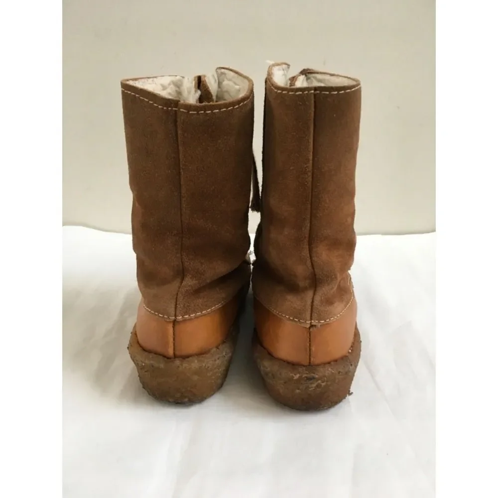 Vintage LL BEAN Sherpa Lined Womens Sz 7 Made In Canada Leather Suede Boots